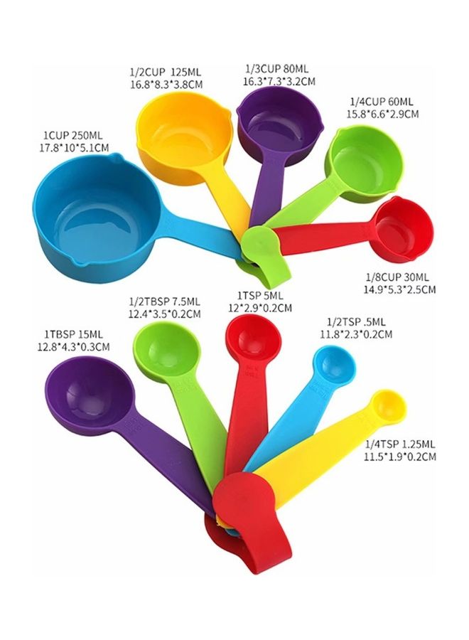 Ten Piece Measuring Spoon Multicolour 17.8x10x5.1cm  - Image 1