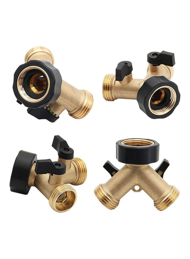 Generic - 2-Way Y-type Hose Splitter Garden Hose Distributor Brass Hose Tap Adapter With 2 Valves Multicolour 9.00 x 6.00 x 9.00cm - Image 1