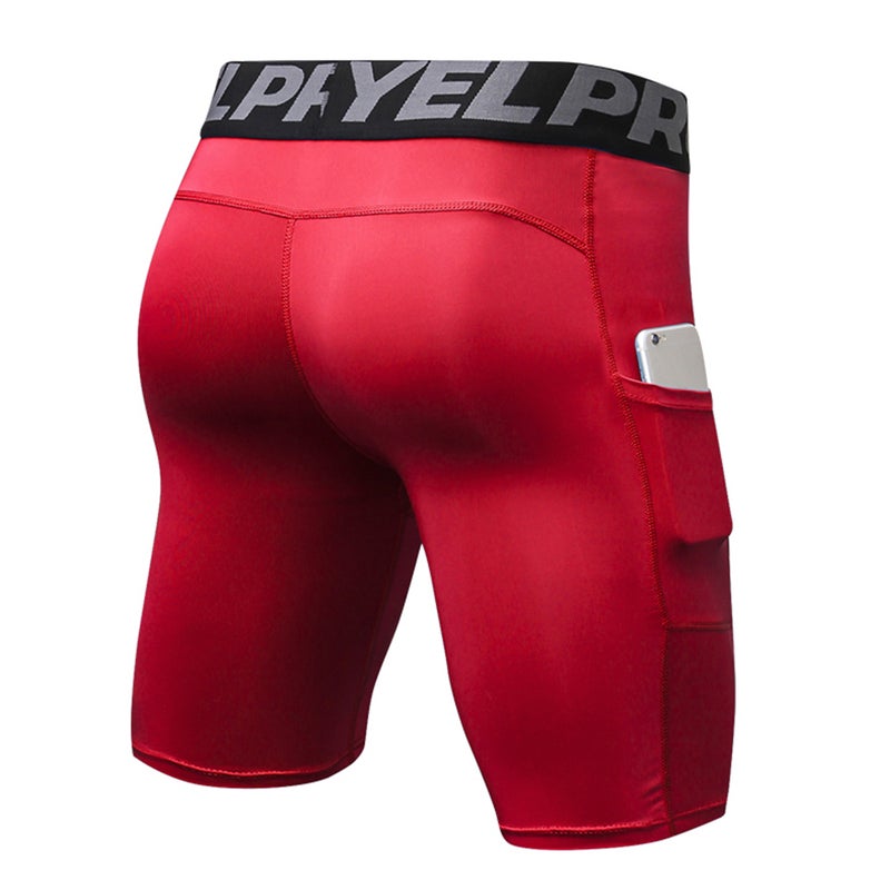3 Pack  Compression Shorts Light Blue/Gray/Red - Image 3