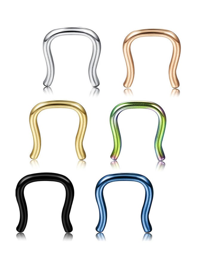 Generic - 6-Piece U-Shaped Nose Septum Hanger Retainer Ring - Image 1