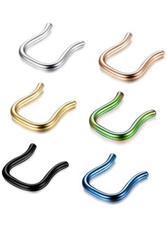 6-Piece U-Shaped Nose Septum Hanger Retainer Ring