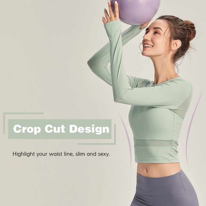 Women Yoga Workout Crop T-Shirts Pink  - Image 4