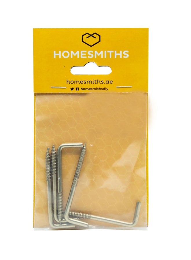Homesmiths 5-Piece Stainless Steel Brass Plated Square Hook Set Silver - Image 1
