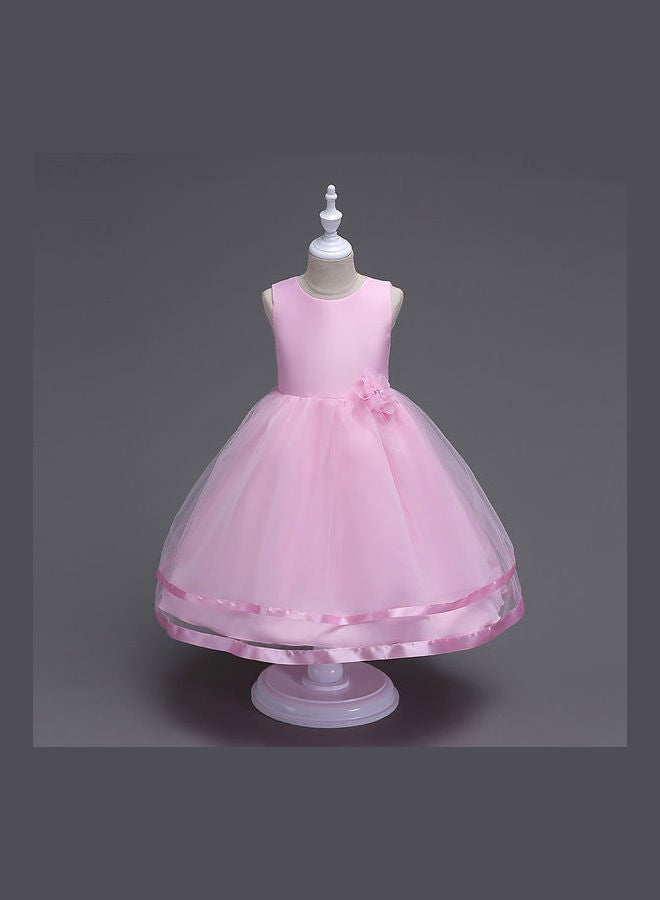 جولي فستان بقصة واسعة من قماش شبكي وردي - Image 3