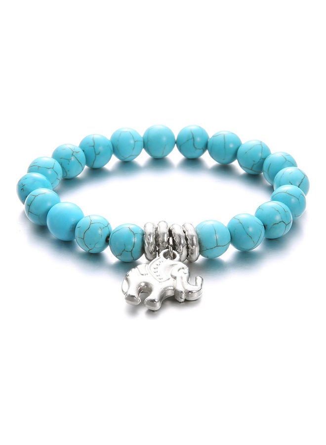 خلخال بحلية على شكل فيل مزين بخرز من الفيروز الصناعي - Image 2