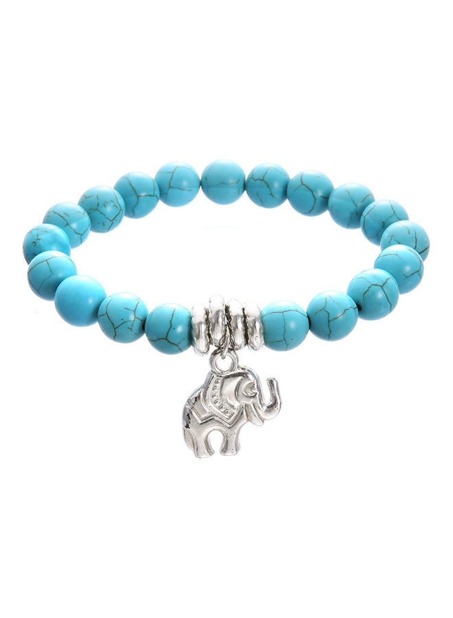 خلخال بحلية على شكل فيل مزين بخرز من الفيروز الصناعي - Image 1