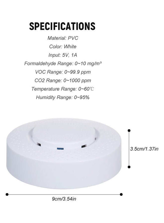جهاز ذكي لاختبار جودة الهواء يعمل بالواي فاي أبيض 9.50 x 4.00 x 9.50سم - Image 3