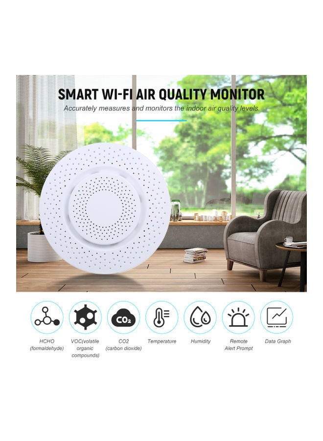 جهاز ذكي لاختبار جودة الهواء يعمل بالواي فاي أبيض 9.50 x 4.00 x 9.50سم - Image 5