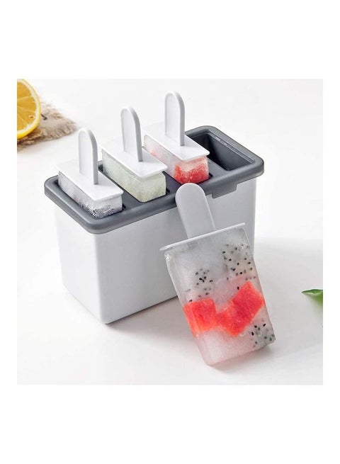 4 Ice Pop Makers Reusable Cream Mold Grey