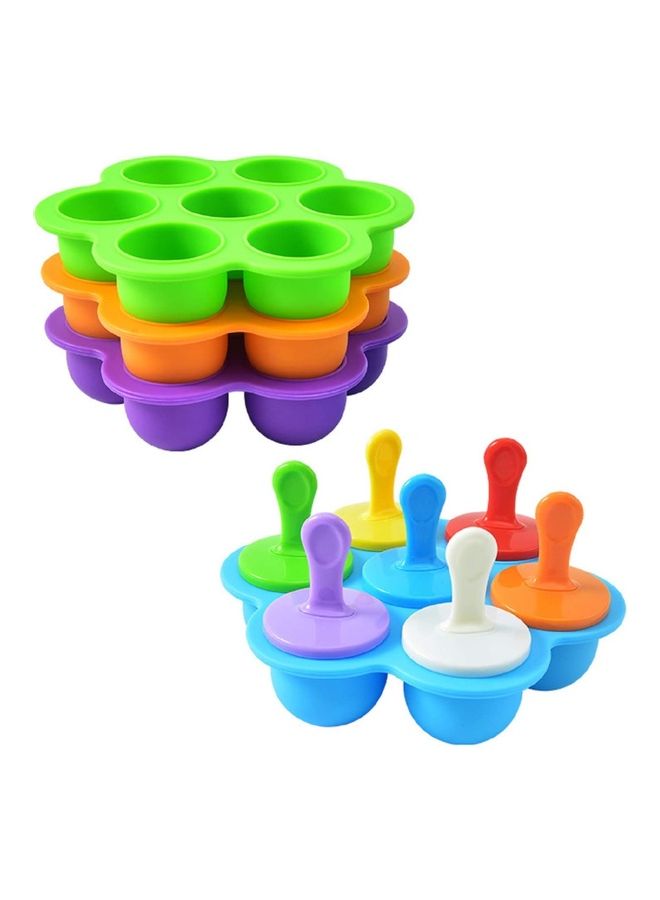 XiuWoo - Silicone Egg Bites With Lids Sticks and Drip Catcher Frozen Ice Pop Molds Multicolour 1cm - Image 1