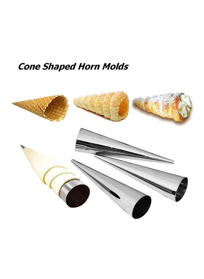 XiuWoo 12 Pieces Large Baking Cones Stainless Steel Roll Silver  - Image 2