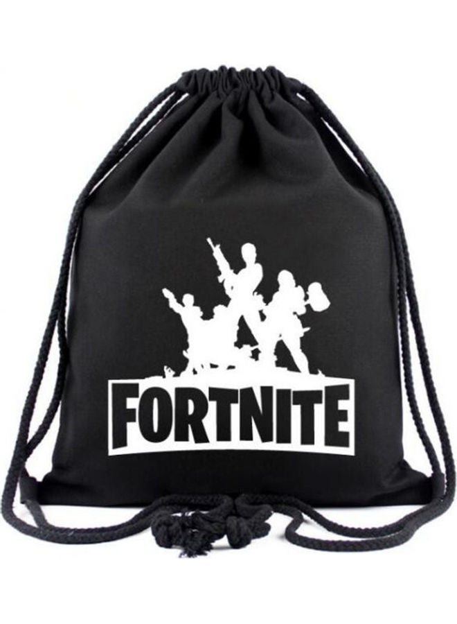 ولف - حقيبة ظهر رياضية عصرية برباط وطبعة كلمة "Fortnite" أسود/ أبيض - Image 1