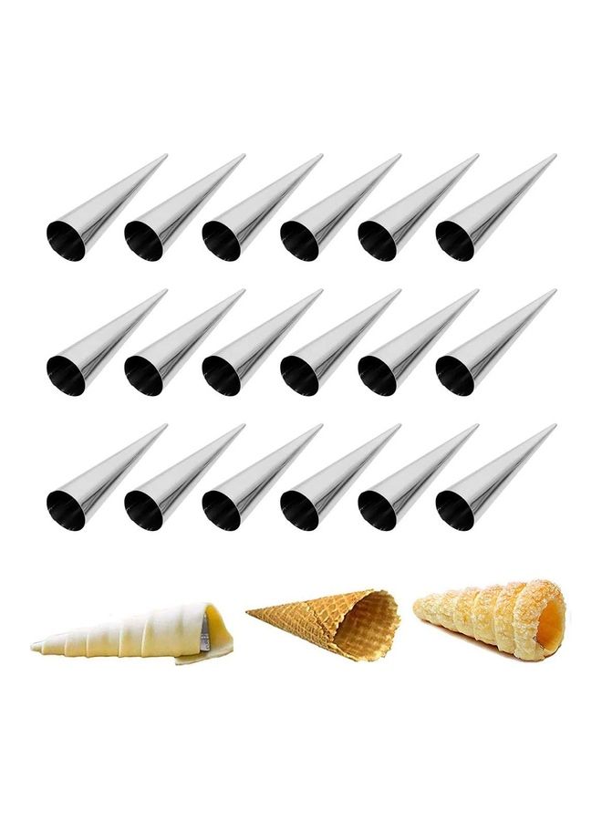 XiuWoo - 18-Pcs 4.8 Inch Stainless Steel DIY Baking Cones Mold Multicolour 1cm - Image 1