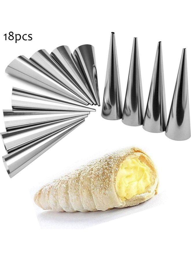XiuWoo - 18-Pcs 4.8 Inch Stainless Steel DIY Baking Cones Mold Multicolour 1cm - Image 1
