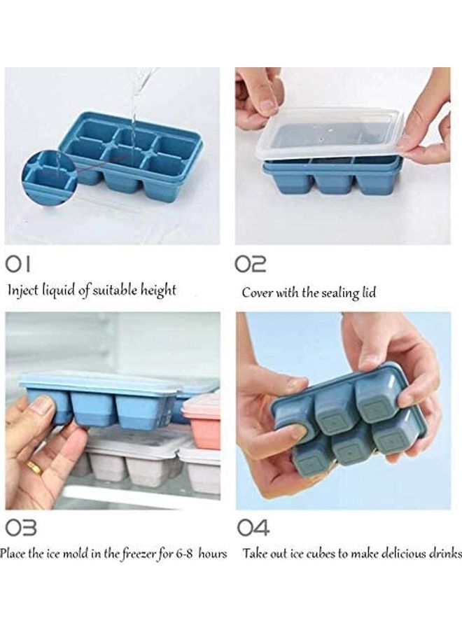 XiuWoo - 3 Packs With Removable Lid Easy Release Flexible Ice Cube Mold Multicolour - Image 1