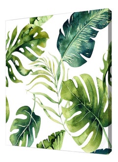 Rateel Green Tropical Foliage Canvas Printed Wall Painting White/Green 