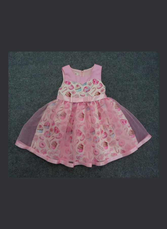جولي فستان الأميرة من قماش شبكي ومزيّن برباط وردي - Image 4