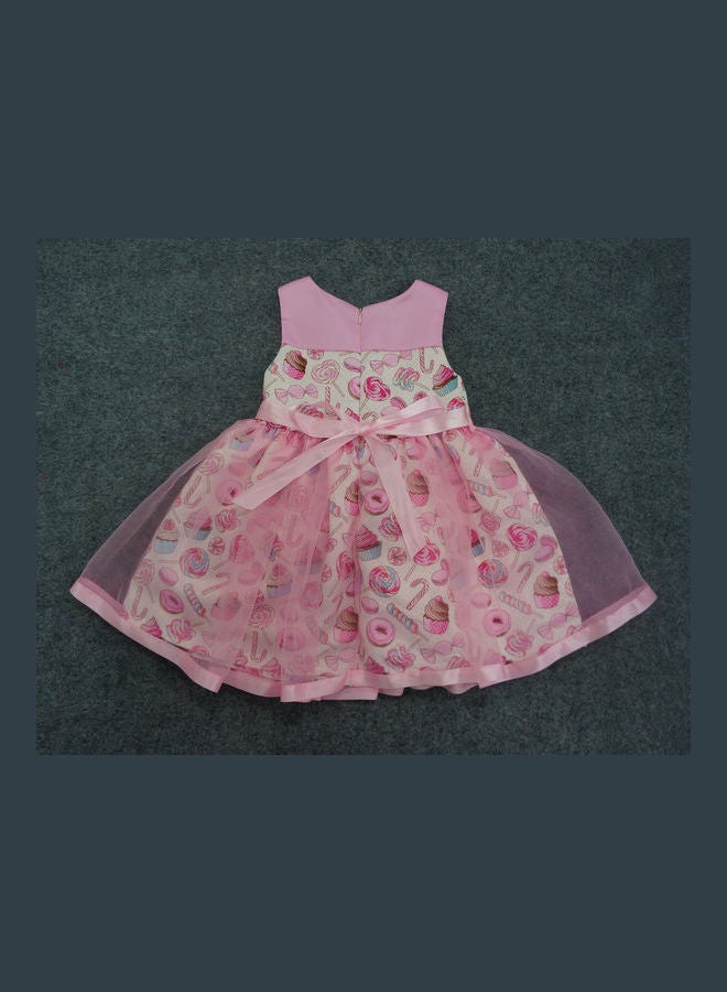 جولي فستان الأميرة من قماش شبكي ومزيّن برباط وردي - Image 5