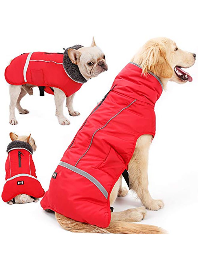 Warm Coat Reflective Dog Winter Jacket Red S: Chest Girth=11"-20.5" - Image 1