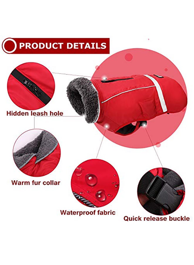 Warm Coat Reflective Dog Winter Jacket Red S: Chest Girth=11"-20.5" - Image 2