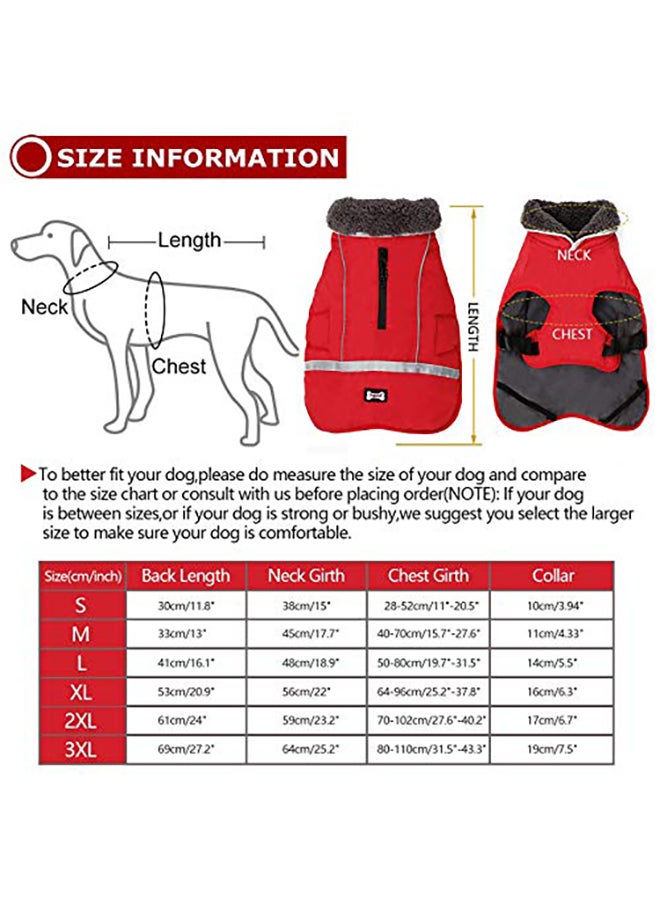 Warm Coat Reflective Dog Winter Jacket Red S: Chest Girth=11"-20.5" - Image 3