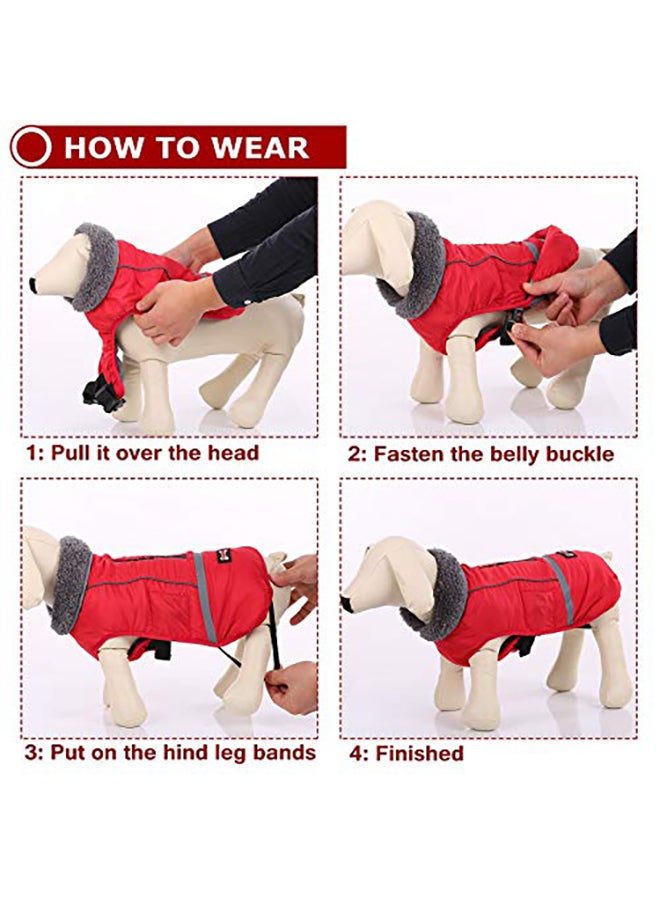Warm Coat Reflective Dog Winter Jacket Red S: Chest Girth=11"-20.5" - Image 4