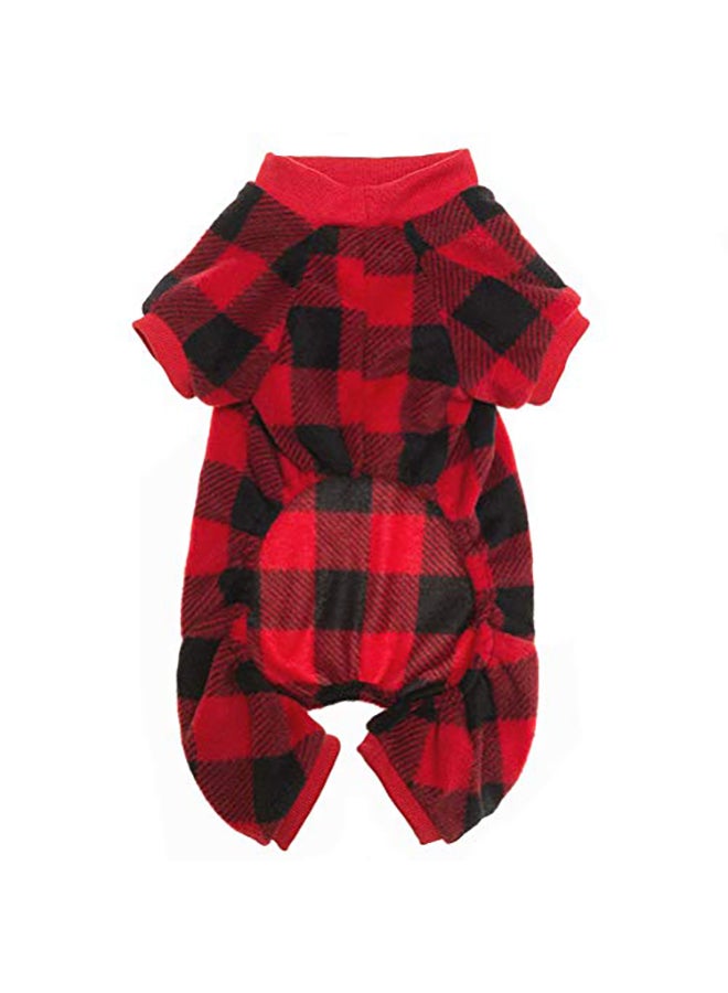 Plaid Sweaters Soft Clothes Pet Pajamas For Dogs Red Medium - Image 2