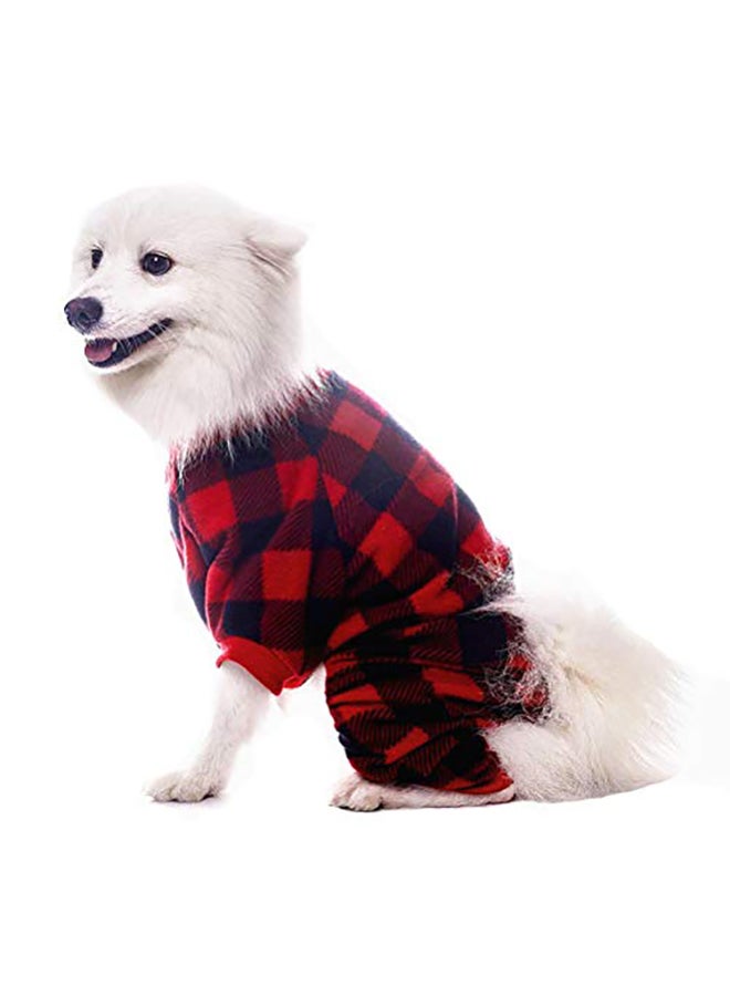 Plaid Sweaters Soft Clothes Pet Pajamas For Dogs Red Medium - Image 3