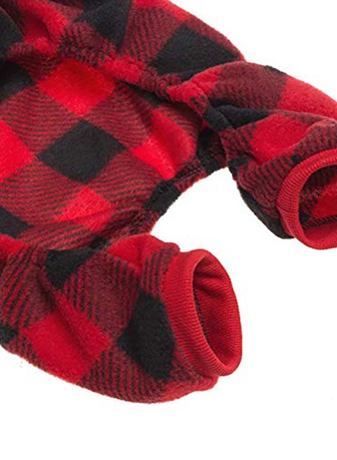 Plaid Sweaters Soft Clothes Pet Pajamas For Dogs Red Medium - Image 4