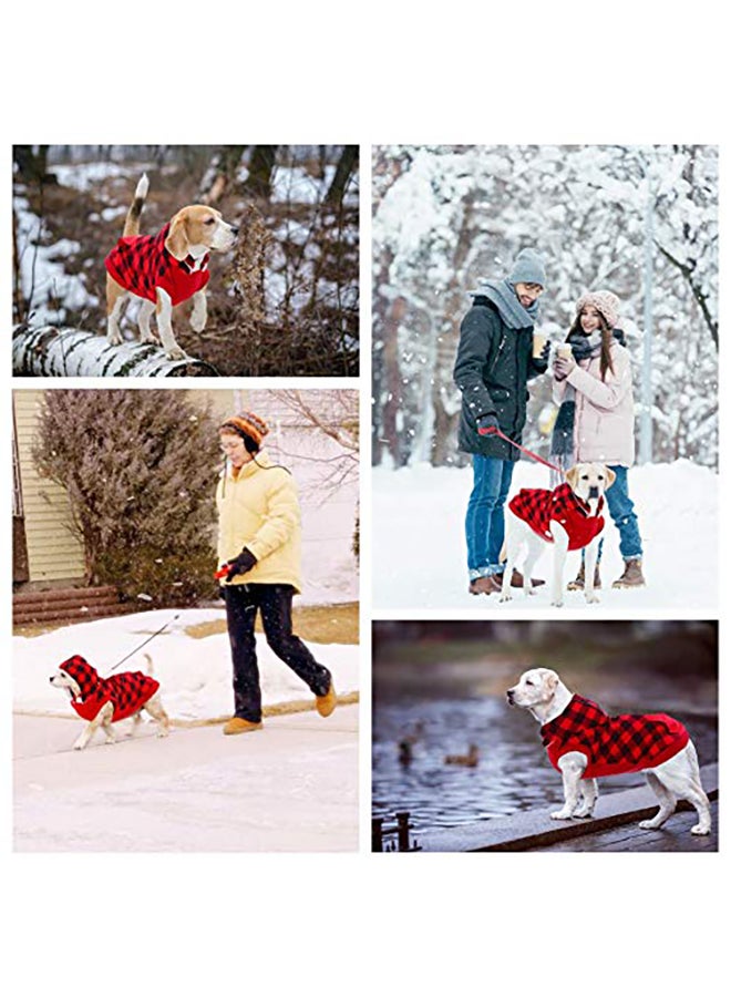 معطف شتوي بريطاني بنقشة مربعات للكلاب أحمر XS - Image 5