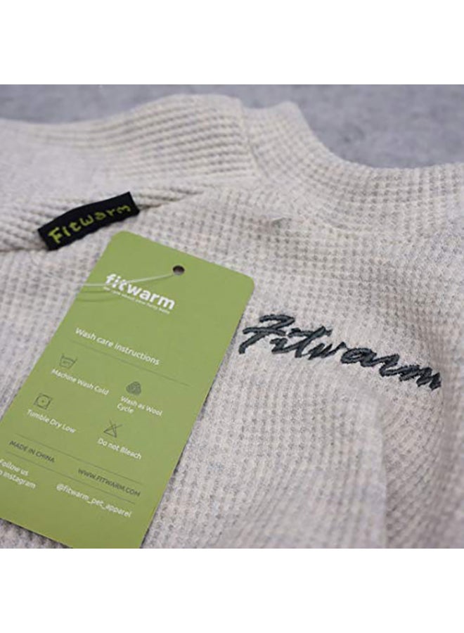 سترة من فيت وورم برقبة على شكل حرف V محبوكة من القطن للحيوانات الأليفة رمادي Medium - Image 5