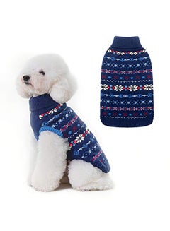 BINGPET Classic Snowflake Dog Sweater Blue Small  - Image 1