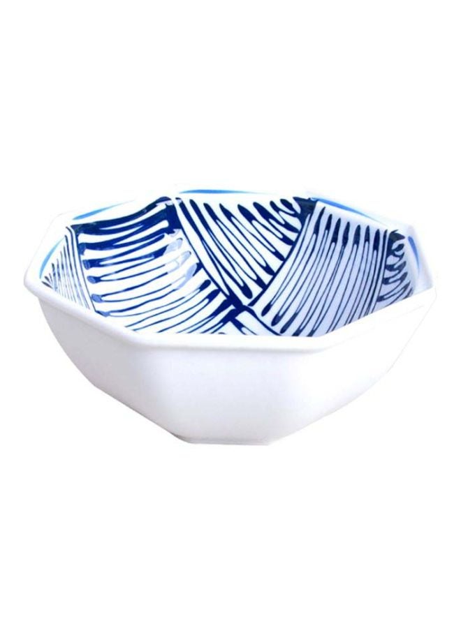 Sharpdo Curved Octagonal Bowl White/Blue 22x22x9cm - Image 1