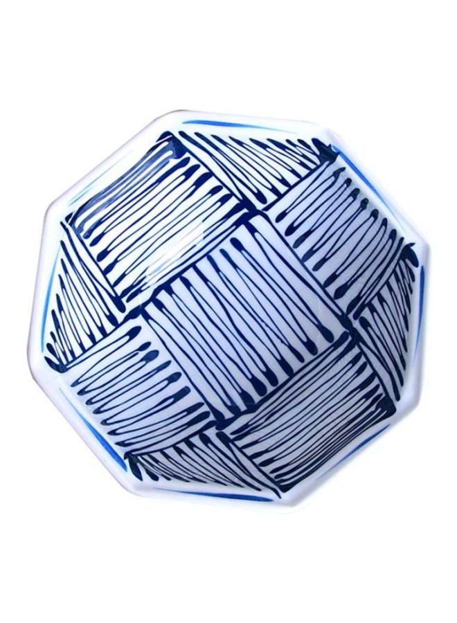 Sharpdo Curved Octagonal Bowl White/Blue 22x22x9cm - Image 2