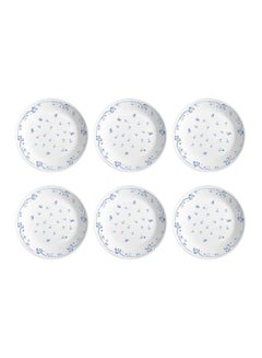 Corelle 6-Piece Livingware Glass Lunch Plate Set White/Blue 6x21cm  - Image 1