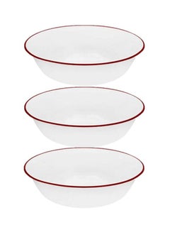 Corelle 3-Piece Livingware Serving Bowl White/Classic Cafe Red  - Image 1
