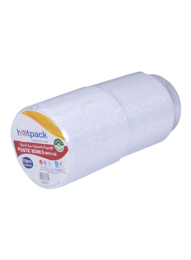 Hotpack 25-Piece Bowls With Lid White 225ml  - Image 1