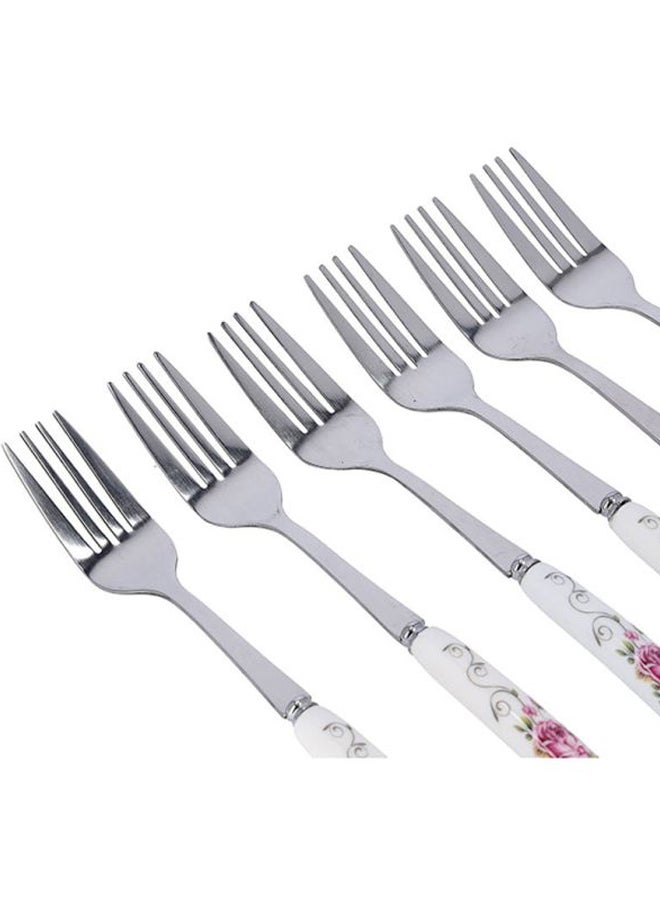 DELCASA 6-Piece Dinner Fork Set White/Pink  - Image 4
