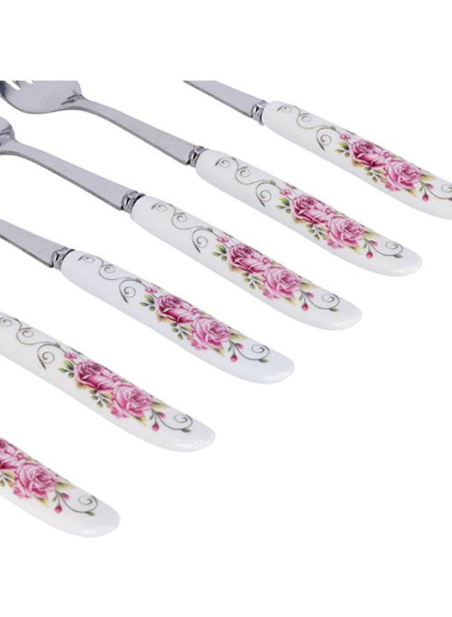 DELCASA 6-Piece Dinner Fork Set White/Pink  - Image 5
