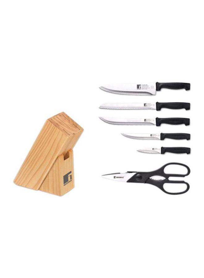 BERGNER - 7-Piece Giyo Stainless Steel Knife Set Silver/Black/Brown - Image 1