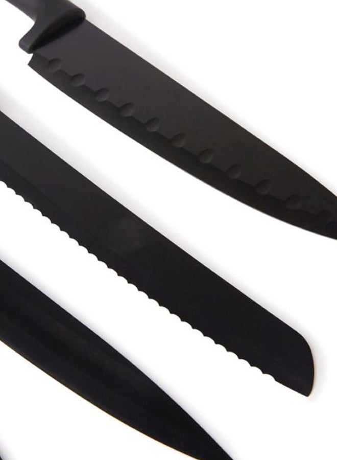 BERGNER 6-Piece Stainless Steel Knife With Holder Set Black/Silver/Clear - Image 2