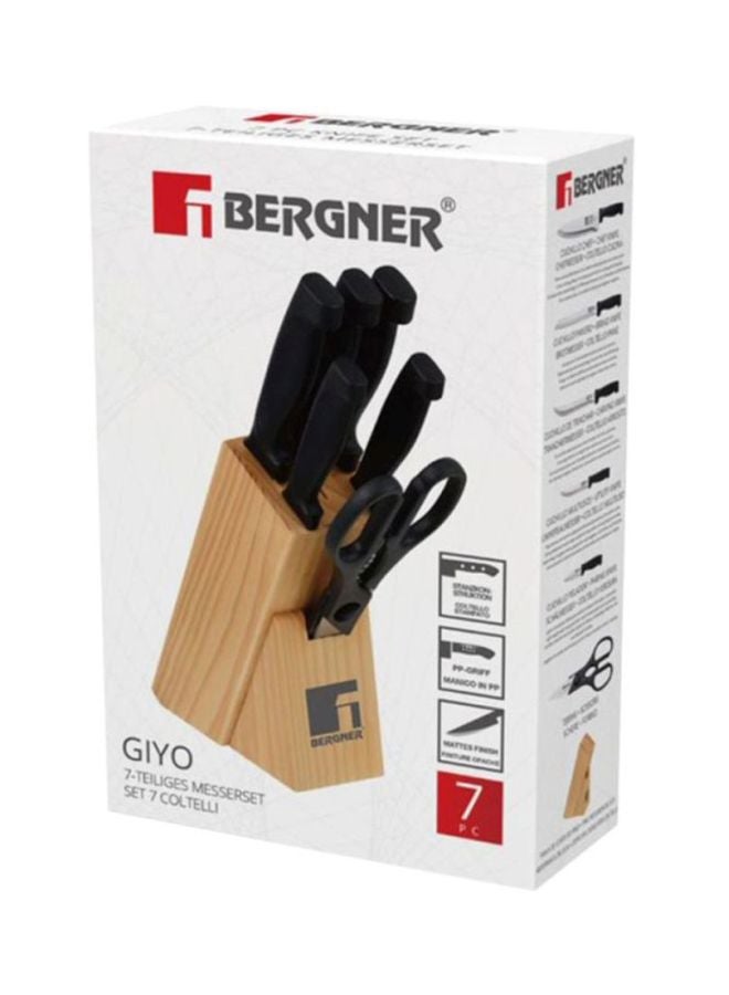 BERGNER - 7-Piece Giyo Stainless Steel Knife Set Silver/Black/Brown - Image 1