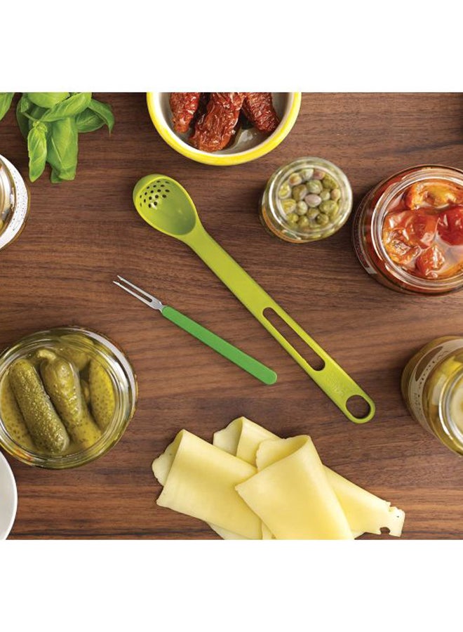 Joseph Joseph 2-Piece Scoop And Pick Jar Spoon And Fork Set Green 20x2.7x2.7cm  - Image 5