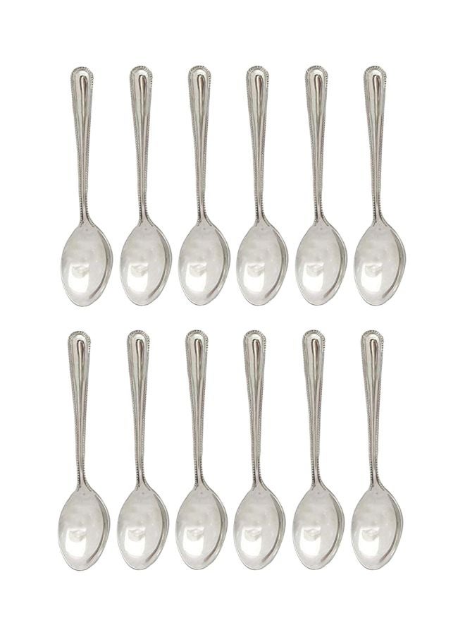 RAJ 12-Piece Royal Dessert Spoon Set Silver 0.4x8.6x22cm  - Image 1