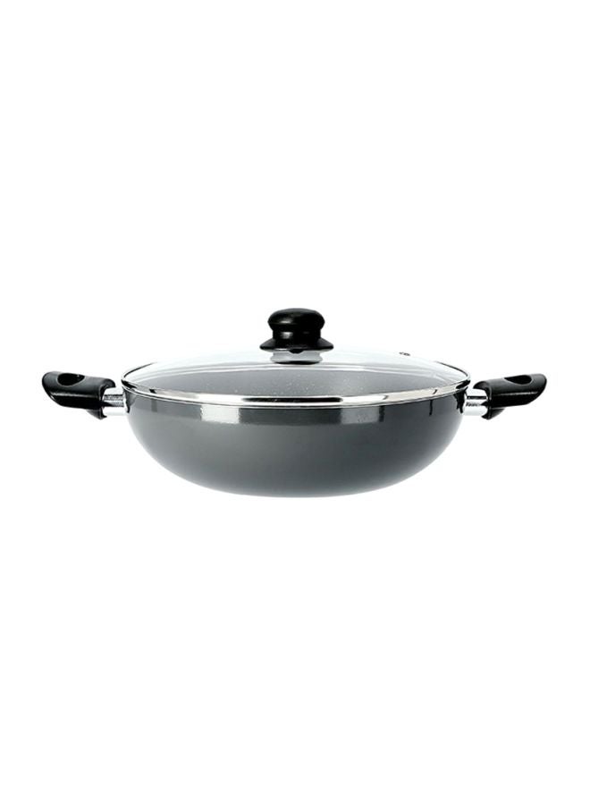 DELCASA Aluminium Wokpan With Glass Lid Grey 28cm  - Image 2