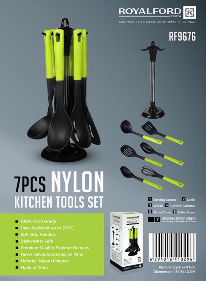 Royalford 7-Piece Kitchen Tool Set Black/Green  - Image 4