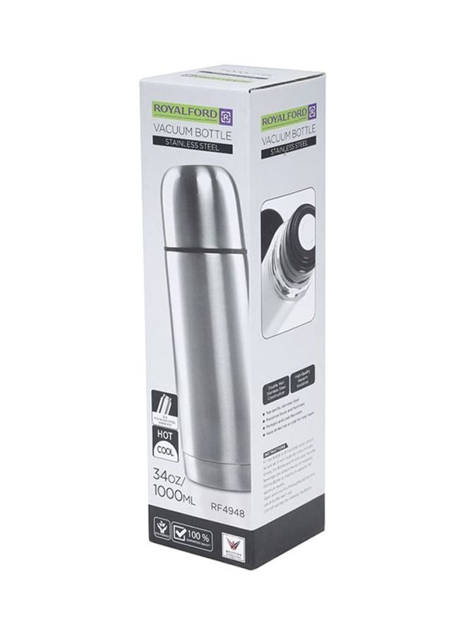 Royalford - Stainless Steel Vacuum Bottle Sweat Free Leakproof Dishwasher Safe Water Bottle Silver 1Liters - Image 1