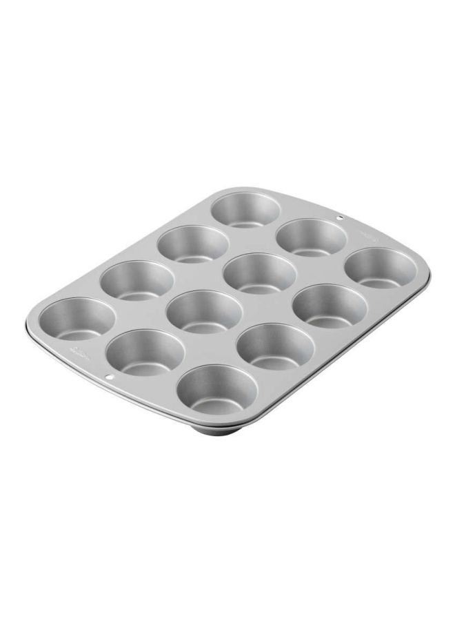 Wilton 12-Cup Covered Muffin Pan Grey/Clear 14x10.25inch - Image 2