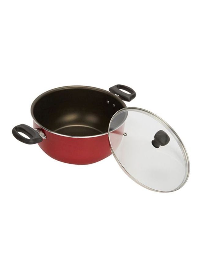 Prestige - 7-Piece Non-Stick Cast Aluminium Cookware Set Includes 1x Sauce Pan With Lid, 1x Small Casserole With Lid ,1x Large Casserole With Lid, 1x Fry Pan Red/Black 16,20,24,24cm - Image 1