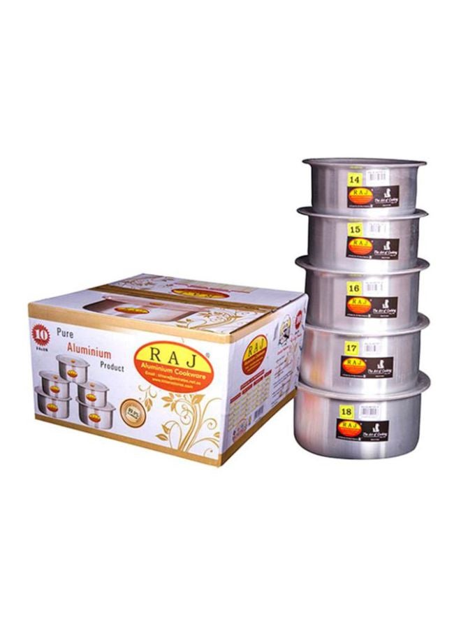 RAJ - 5-Piece Troupe Set Silver Cooking Pot (19x9.5, 20x10, 21x11, 22x12, 24x12.5)cm - Image 1